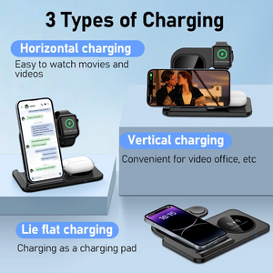 Fast Wireless Charger Stand | Foldable Charging Dock for iPhone 12–16 Pro Max, Apple Watch & AirPods BRELZA