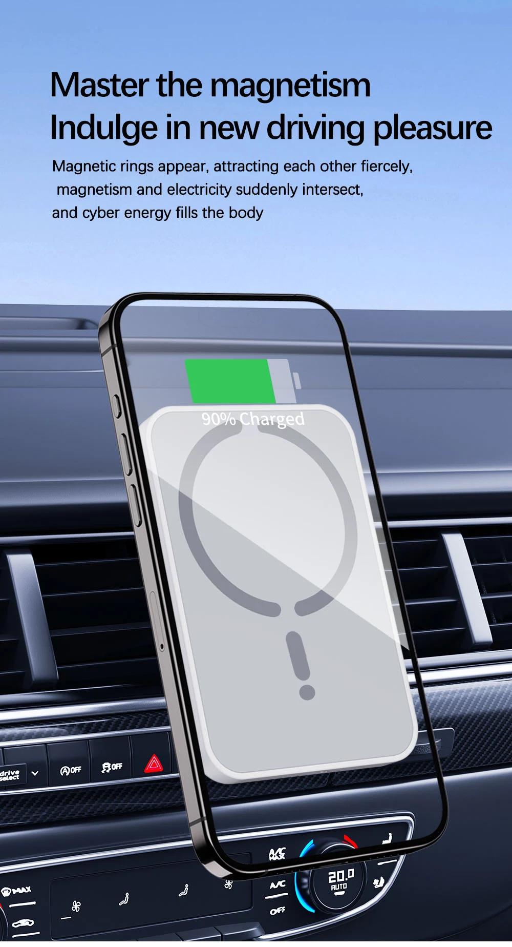 Magnetic Car Wireless Charger | Magsafe iPhone 12–16 Pro Max Fast Charging Air Vent Holder BRELZA