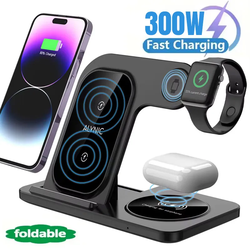 Fast Wireless Charger Stand | Foldable Charging Dock for iPhone 12–16 Pro Max, Apple Watch & AirPods BRELZA