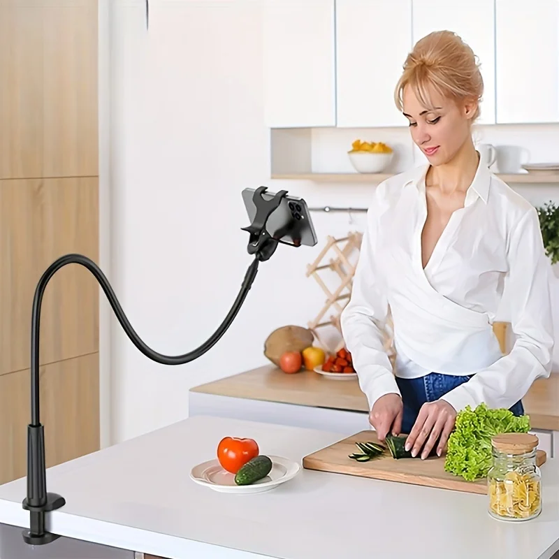 Lazy Gooseneck Phone Holder | Flexible Long Arm Clamp for Bedside, Desktop & Overhead Live Streaming BRELZA