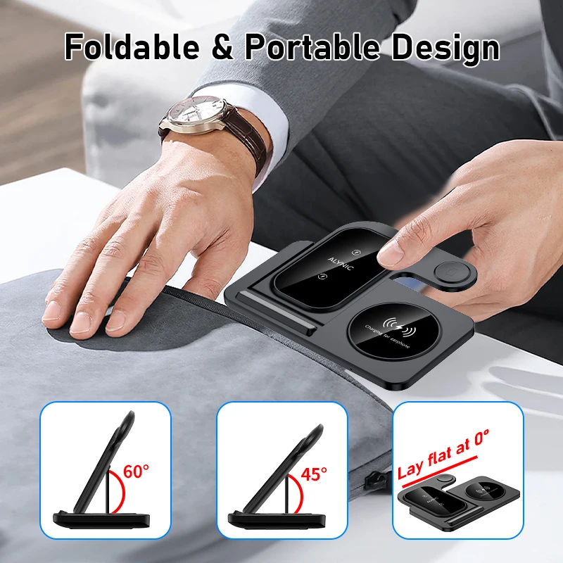 Fast Wireless Charger Stand | Foldable Charging Dock for iPhone 12–16 Pro Max, Apple Watch & AirPods BRELZA