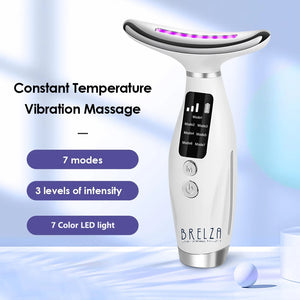 LED Neck & Face Massager 💎 7-Color Photon Therapy | Tighten & Lift Skin BRELZA