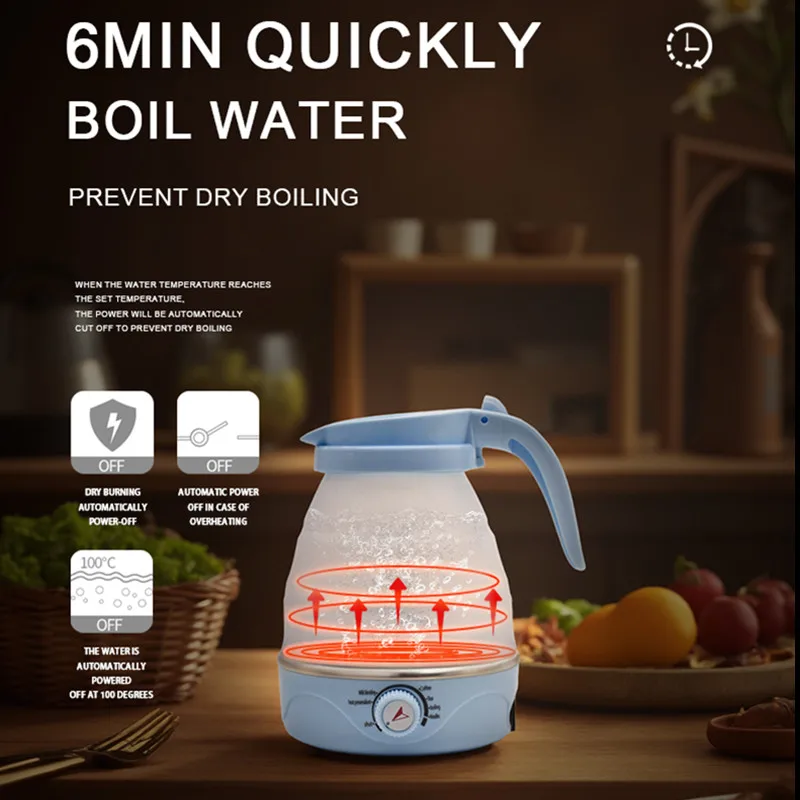 Foldable Electric Travel Kettle | Adjustable Temperature | Portable Teapot | Fast Boil | Perfect for Home & Travel BRELZA
